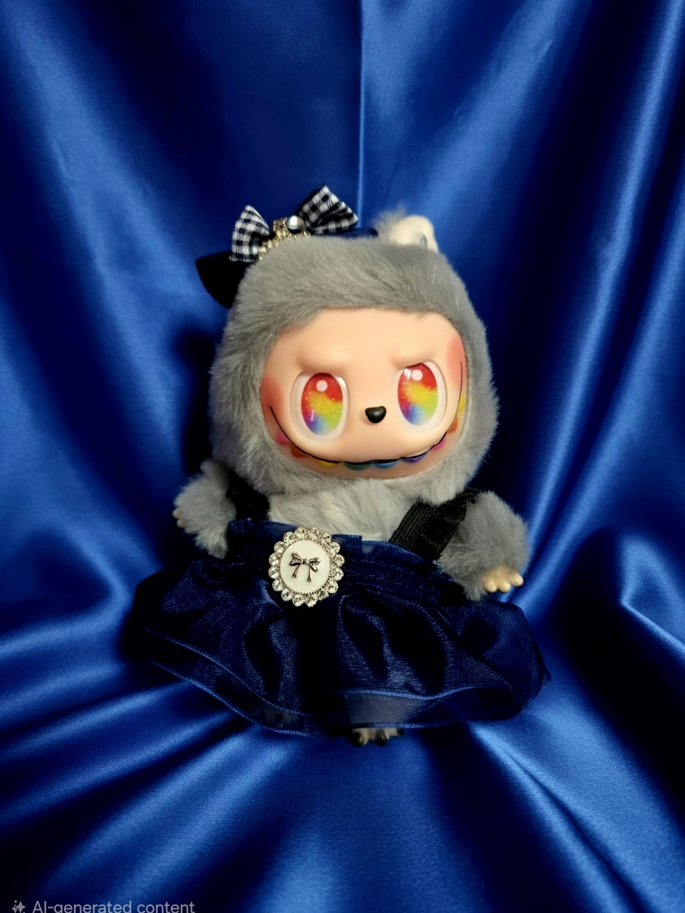 Grey plush POP MART The Monsters "Big into Energy" Secret ID Labubu figure.